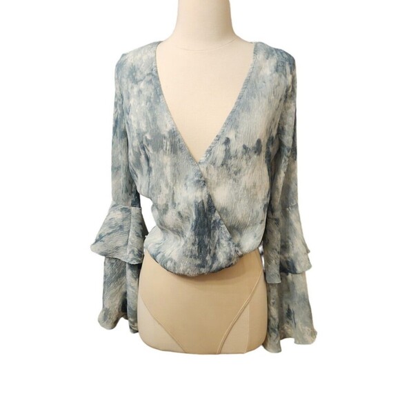 Lulu's Fairy Ruffle Bodysuit Women's Size XS Tier For You Teal Bell Sleeve Thong - Picture 2 of 5